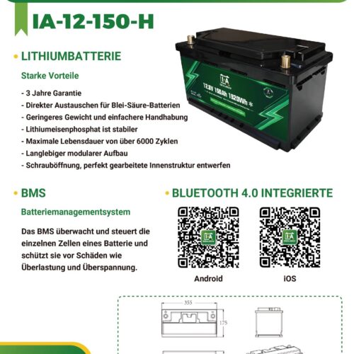 Idealakku IA SERIE LiFePO4 12.8V 150Ah