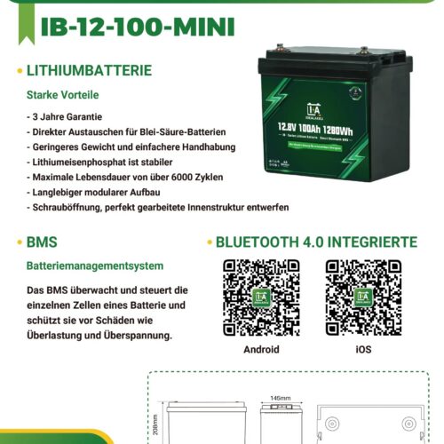 Idealakku IB SERIES LiFePO4 12.8V 100Ah MINI