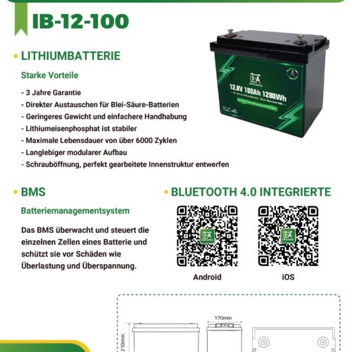 Idealakku IB SERIES LiFePO4 12.8V 100Ah