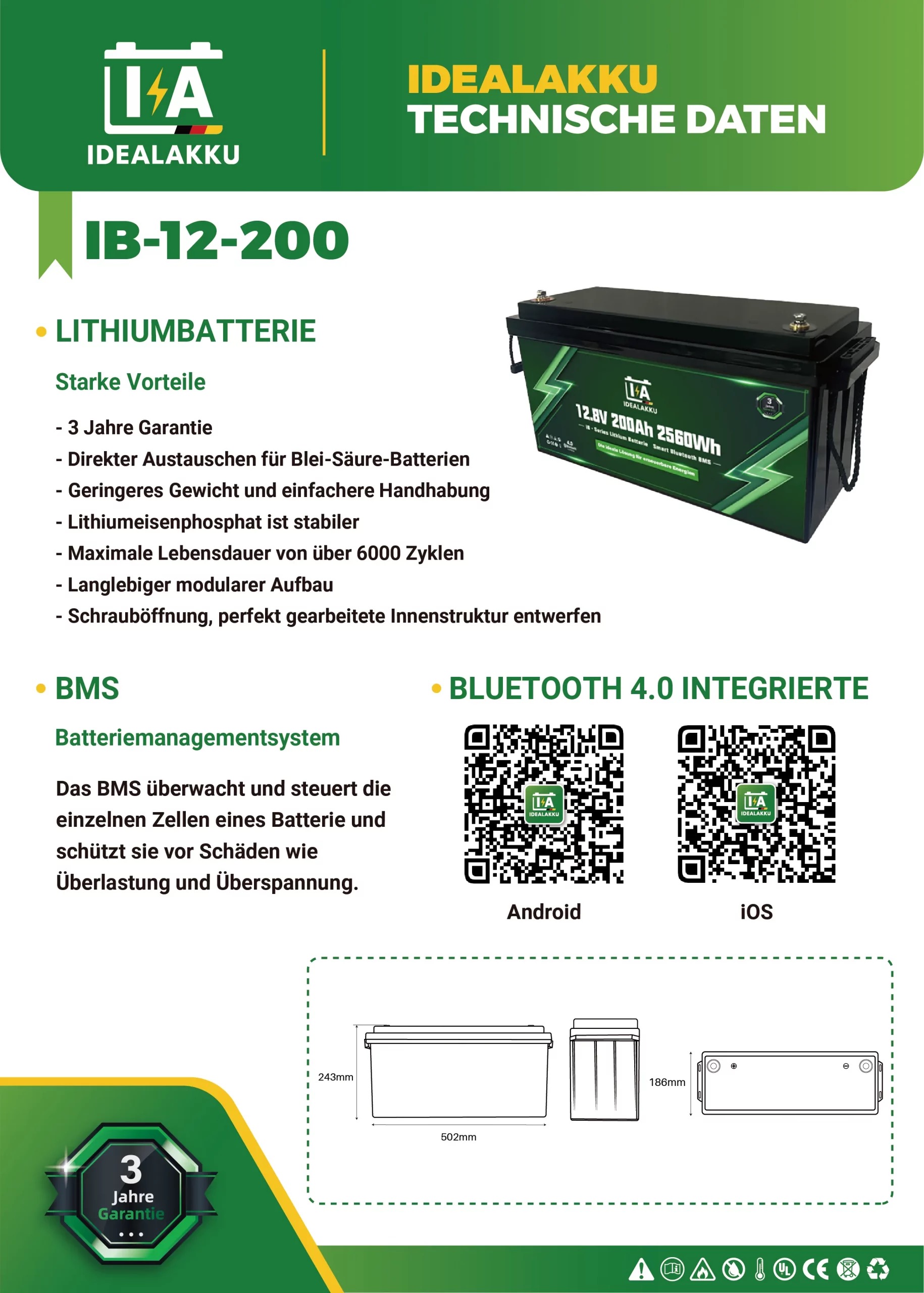Idealakku IB SERIES LiFePO4 12.8V 300Ah Idealakku IB SERIES LiFePO4 12.8V 300Ah