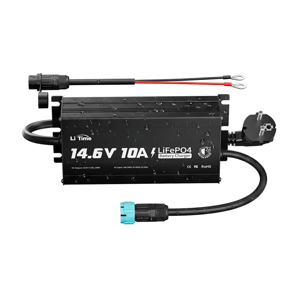 LiTime 12V 10A LiFePO4 veekindel parda-akulaadija LiTime 12V 10A LiFePO4 veekindel parda-akulaadija